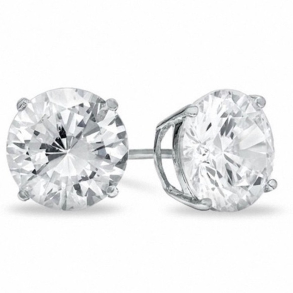 Renaissance Collection 14k White Gold CZ Earrings 1 ct T.W. 925 Sterling Silver